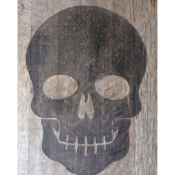 Halloween Skulls Wood Cutting Board, Party Tray, Detressed Look Decor #1307 - Picture 2 of 5